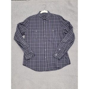 John Varvatos Shirt Mens Medium Blue Purple Plaid Long Sleeve Button Up